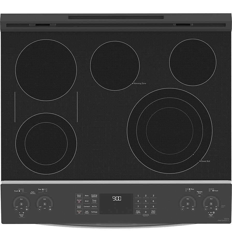 Alt View 14. GE Profile - 6.6 Cu. Ft. Slide-In Double Oven Electric True Convection Range with No Preheat Air Fry - Stainless Steel.