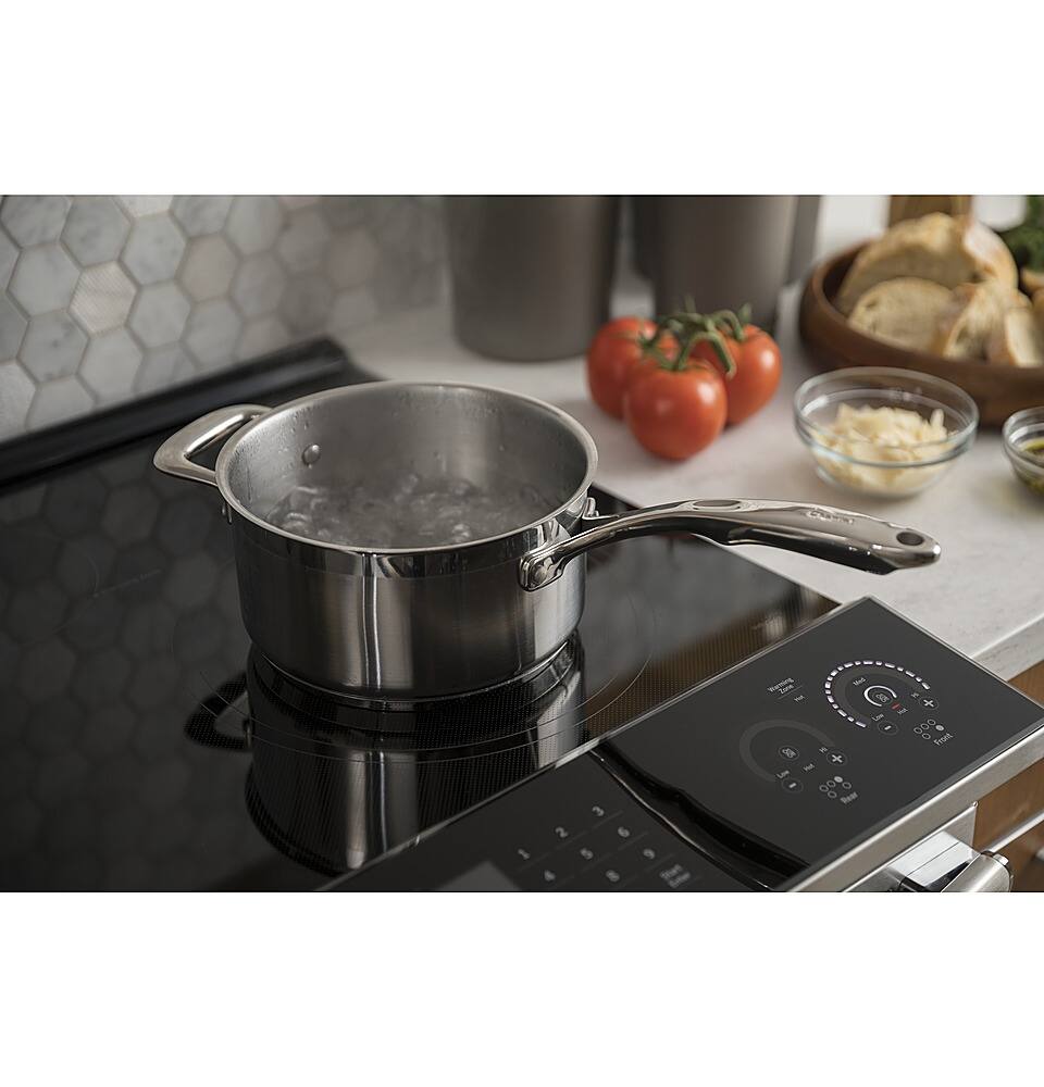 Alt View 18. GE Profile - 6.6 Cu. Ft. Slide-In Double Oven Electric True Convection Range with No Preheat Air Fry - Stainless Steel.