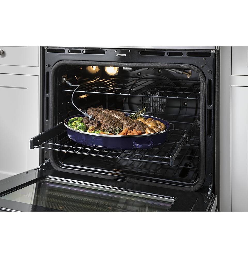 Alt View 22. GE Profile - 6.6 Cu. Ft. Slide-In Double Oven Electric True Convection Range with No Preheat Air Fry - Stainless Steel.