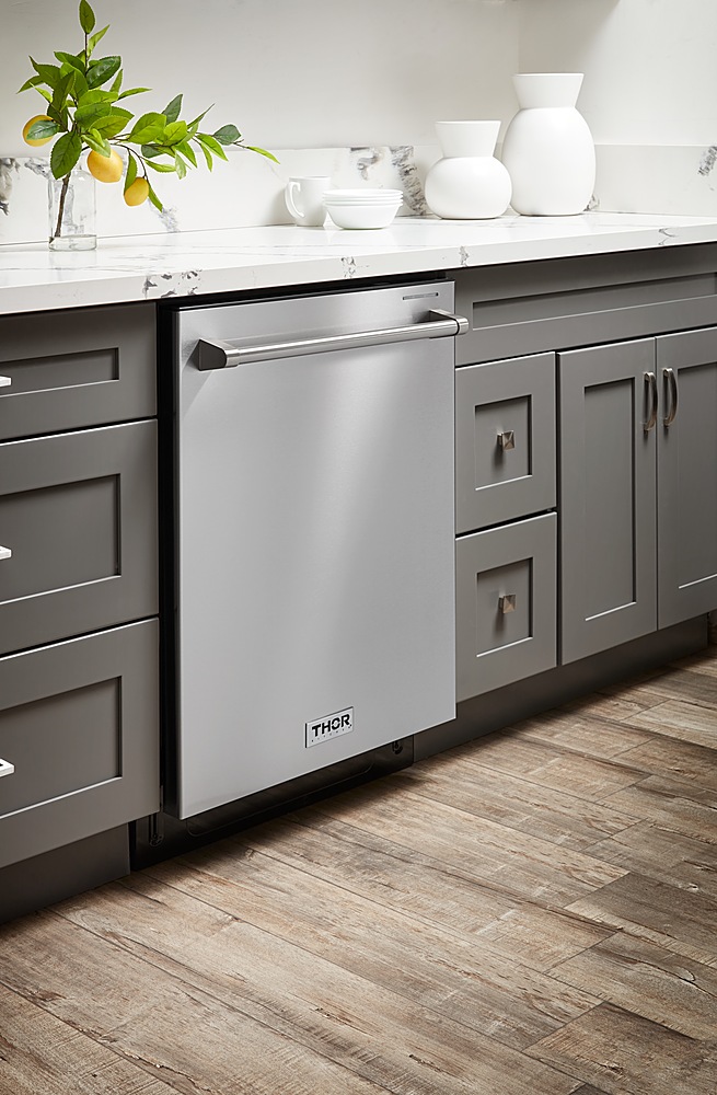 Left View: Thor Kitchen - 24" Dishwasher in Stainless Steel - Stainless steel