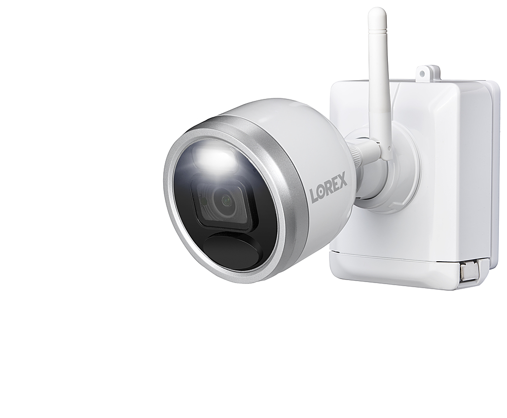 Angle View: Lorex 1080p HD Wire-Free Security System with 2 Battery-Operated Active Deterrence Cameras and Person Detection - White
