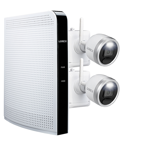 Lorex 1080p HD Wire-Free Security System with 2 Battery-Operated Active Deterrence Cameras and Person Detection - White