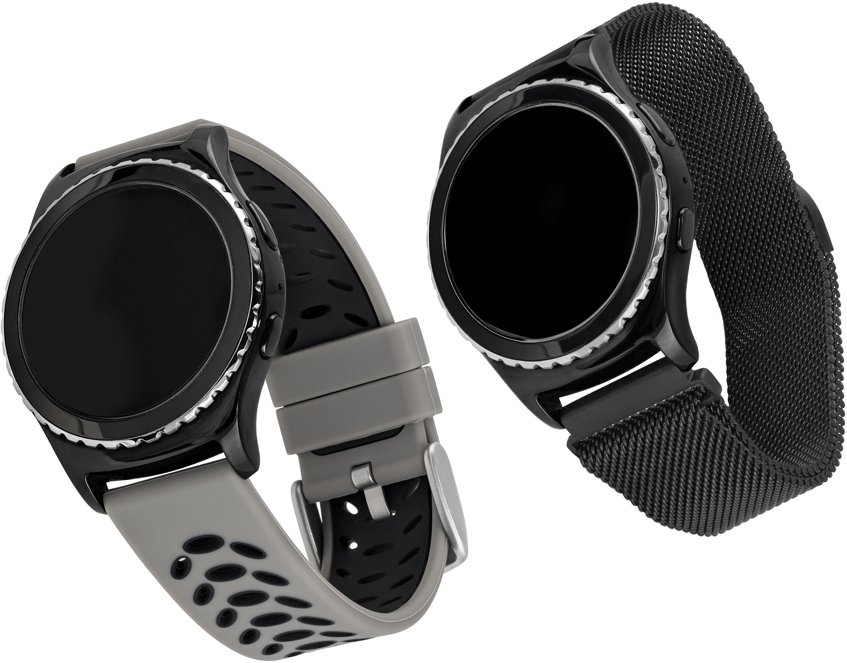 WITHit Universal Smartwatch Silicone and Mesh Sport Band 2-Pack for Samsung Galaxy Watch Active and Watch Active2 20mm Woven Black/Grey/Black 54285BBR - Buy