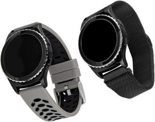 WITHit - Universal Smartwatch Silicone and Mesh Sport Band 2-Pack for Samsung Galaxy Watch Active and Galaxy Watch Active2 20mm - Woven Black/Grey/Black - Angle_Zoom