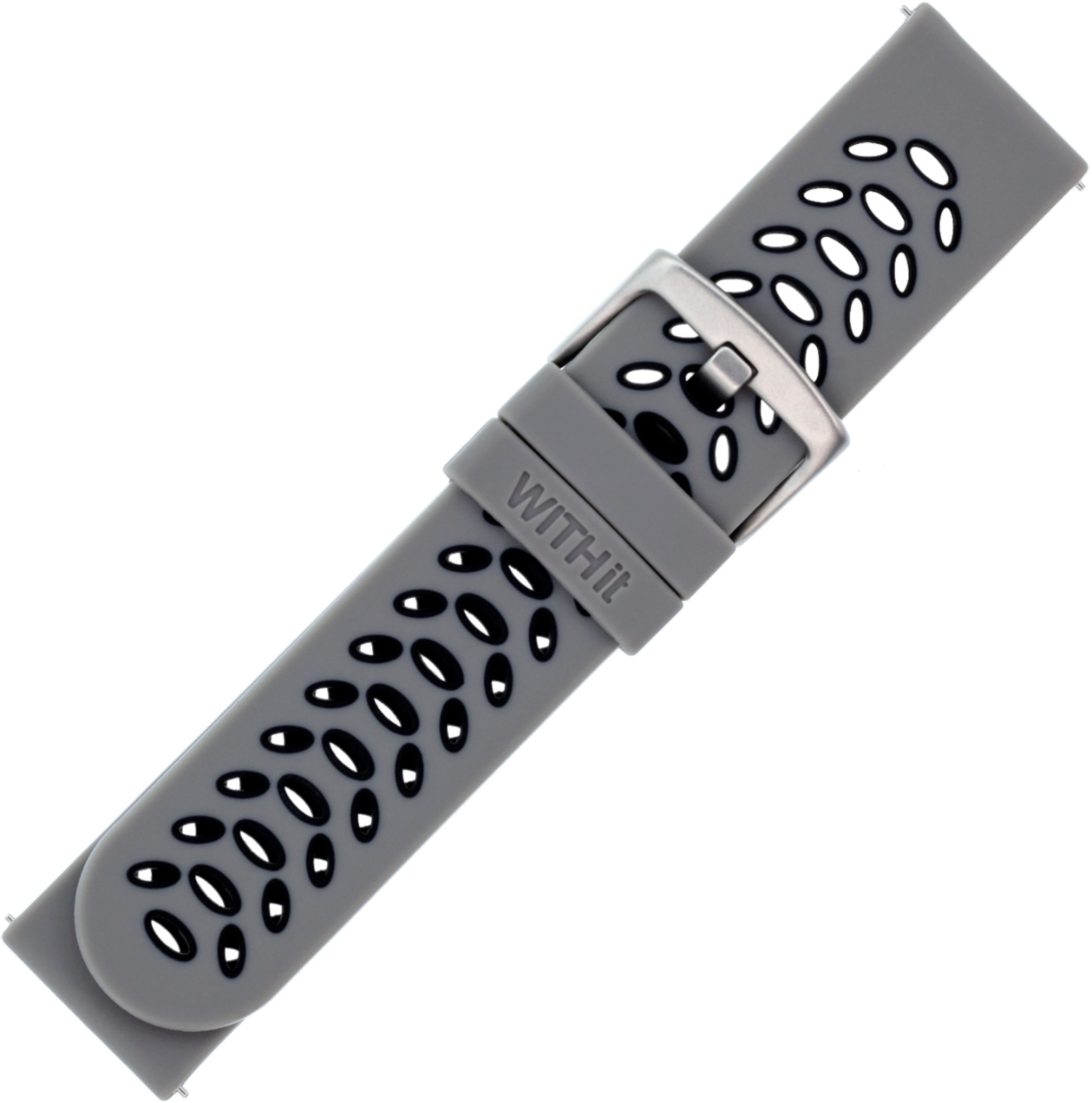 Alt View 12. WITHit - Universal Smartwatch Silicone and Mesh Sport Band Kit 2-Pack for Samsung Galaxy 22mm - Woven Black/Grey/Black.