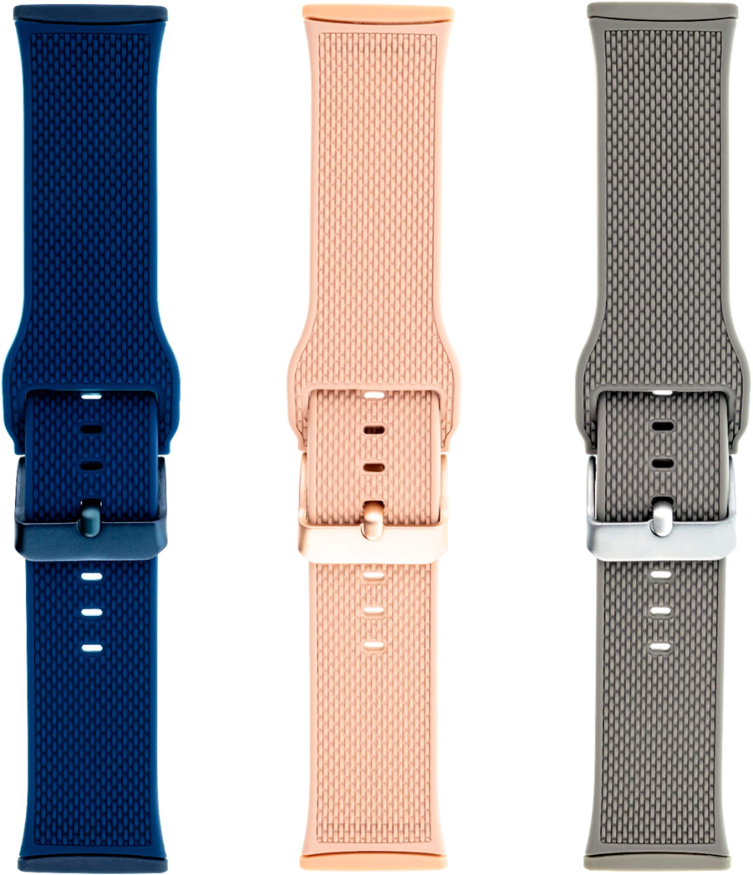 Alt View 17. WITHit - Fitbit Versa 3 & Fitbit Sense Silicone One size fits all Watch band - Navy/Light Gray/Blush Pink.