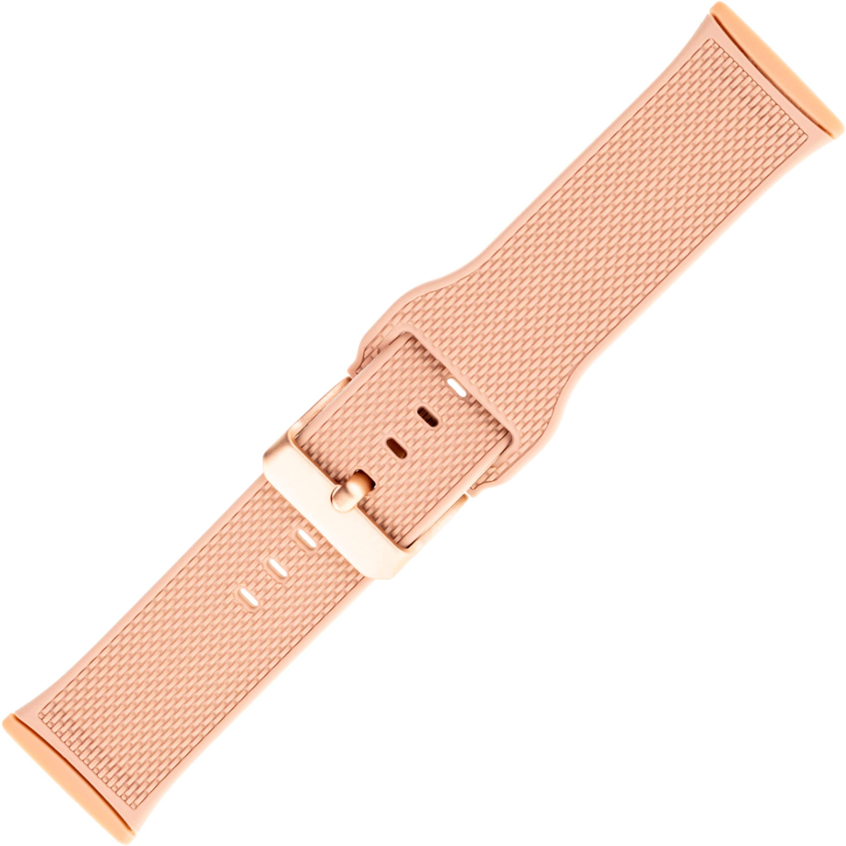 Left. WITHit - Fitbit Versa 3 & Fitbit Sense Silicone One size fits all Watch band - Navy/Light Gray/Blush Pink.
