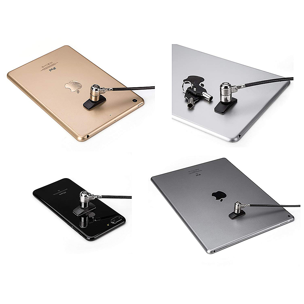 Left View: AboveTEK - Phone, Tablet and Laptop Security Keyed Lock Kit - Black