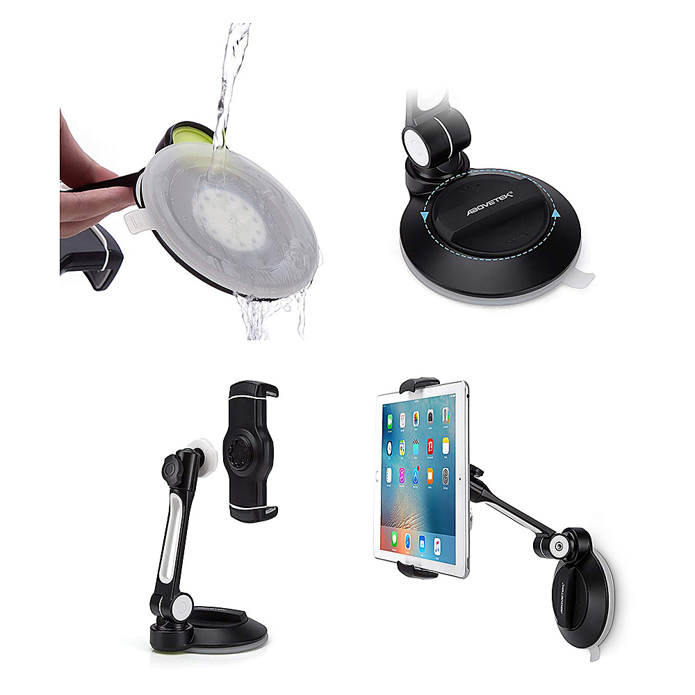 Left View: AboveTEK - Suction Cup Smartphone and Tablet Mount - Black