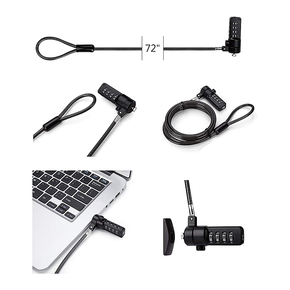 Left View: AboveTEK - Phone, Tablet and Laptop Security Combination Lock Kit - Black