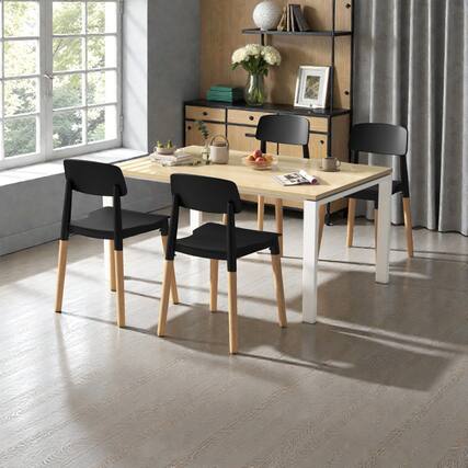 Front. Hivvago - Sleek Dining Side Chairs with Supportive Backrest, Set of 4 - Black.