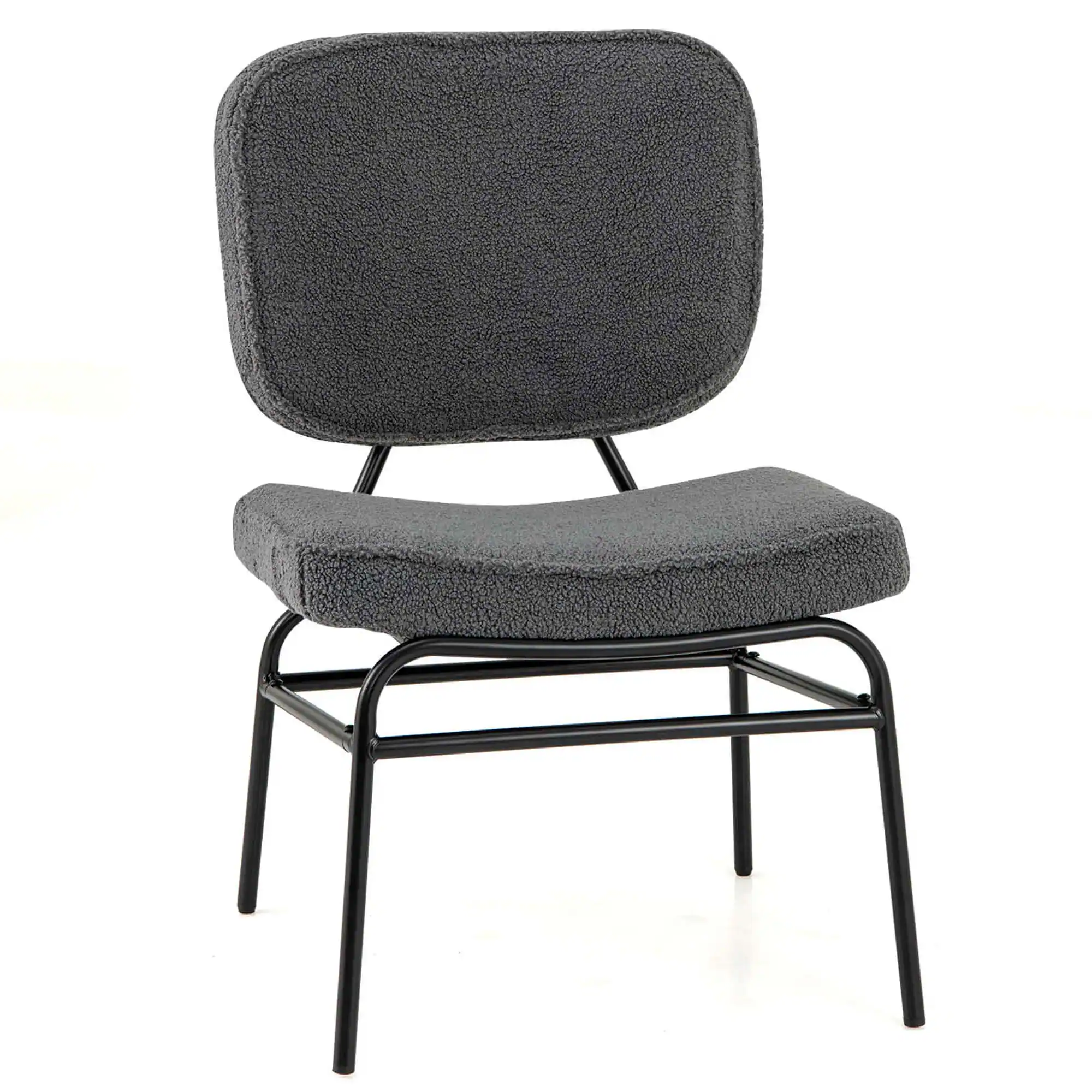 Front. Costway - Costway 1 PCS Upholstered Accent Chair with Sponge Padding Adjustable Foot Pads & Metal Frame - Grey.