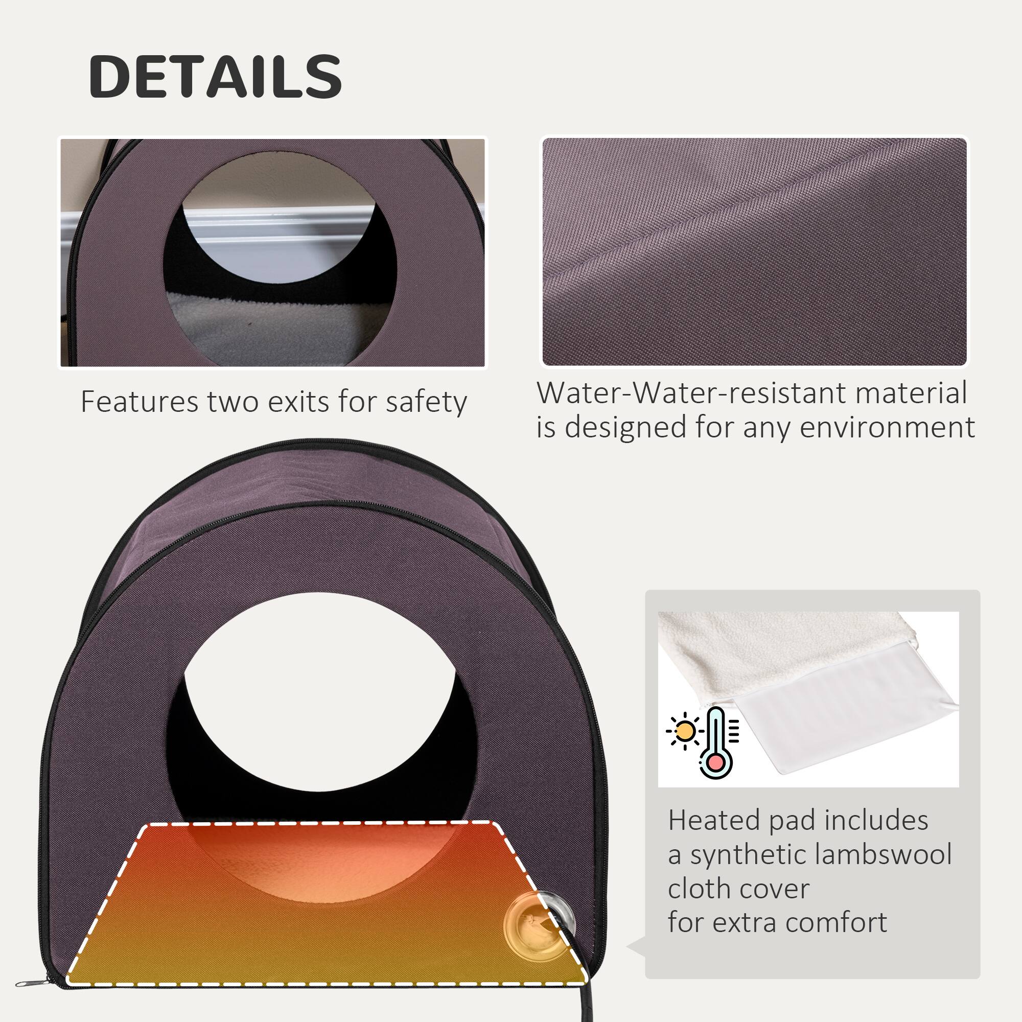 DETAILS

- Features two exits for safety
- Water-resistant material is designed for any environment
- Heated pad includes a synthetic lambswool cloth cover for extra comfort