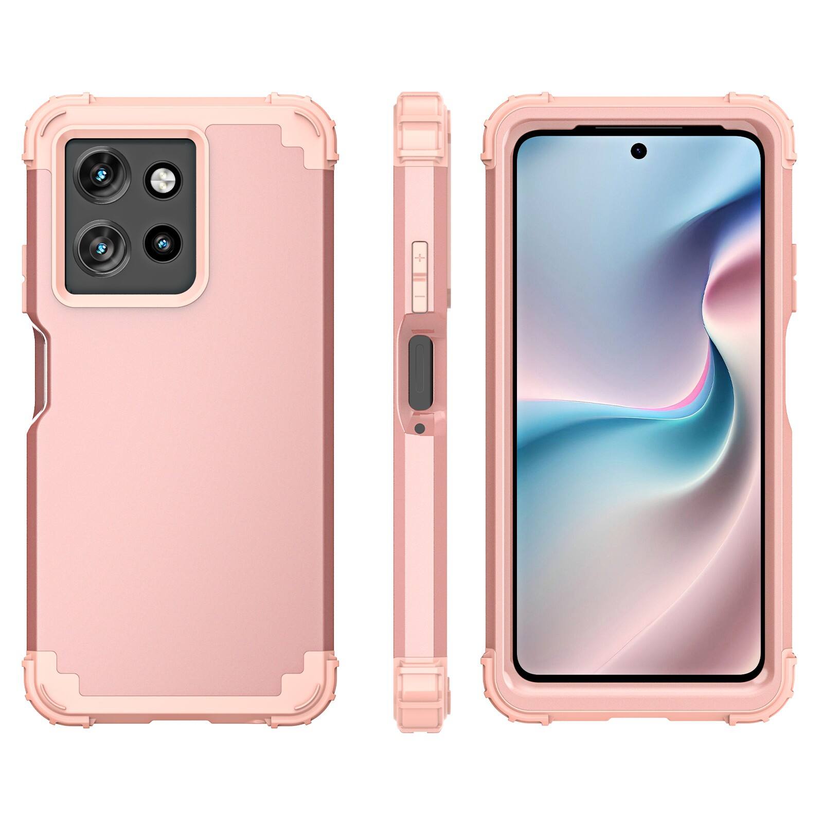 Angle. UUCOVER - Rugged Protective Case for Motorola Moto G Play 2026, Shockproof Silicone+PC Case Heavy Duty Back Cover - Rosegold.