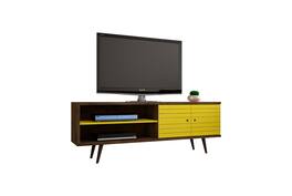 Manhattan Comfort - Liberty Mid-Century Modern 63" TV Stand - Rustic Brown and Yellow
