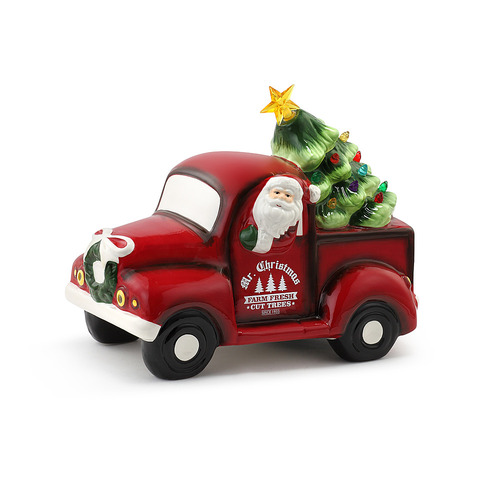 Mr Christmas - 10.5" Lit Nostalgic Ceramic Truck with Tree