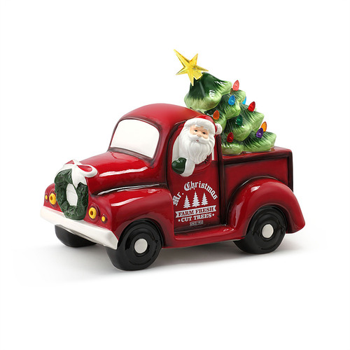 Mr Christmas - 14" Lit Nostalgic Ceramic Truck with Tree
