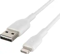 Front. Belkin - BoostCharge Lightning to USB-A Cable 9.8ft - White.