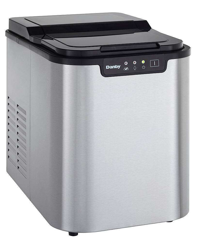 Angle. Danby - 2 lb Countertop Ice Maker - Stainless Steel.