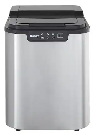 Front. Danby - 2 lb Countertop Ice Maker - Stainless Steel.
