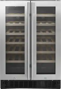 Front. Insignia™ - Dual Zone Wine and Beverage Cooler with Glass Doors - Stainless Steel.