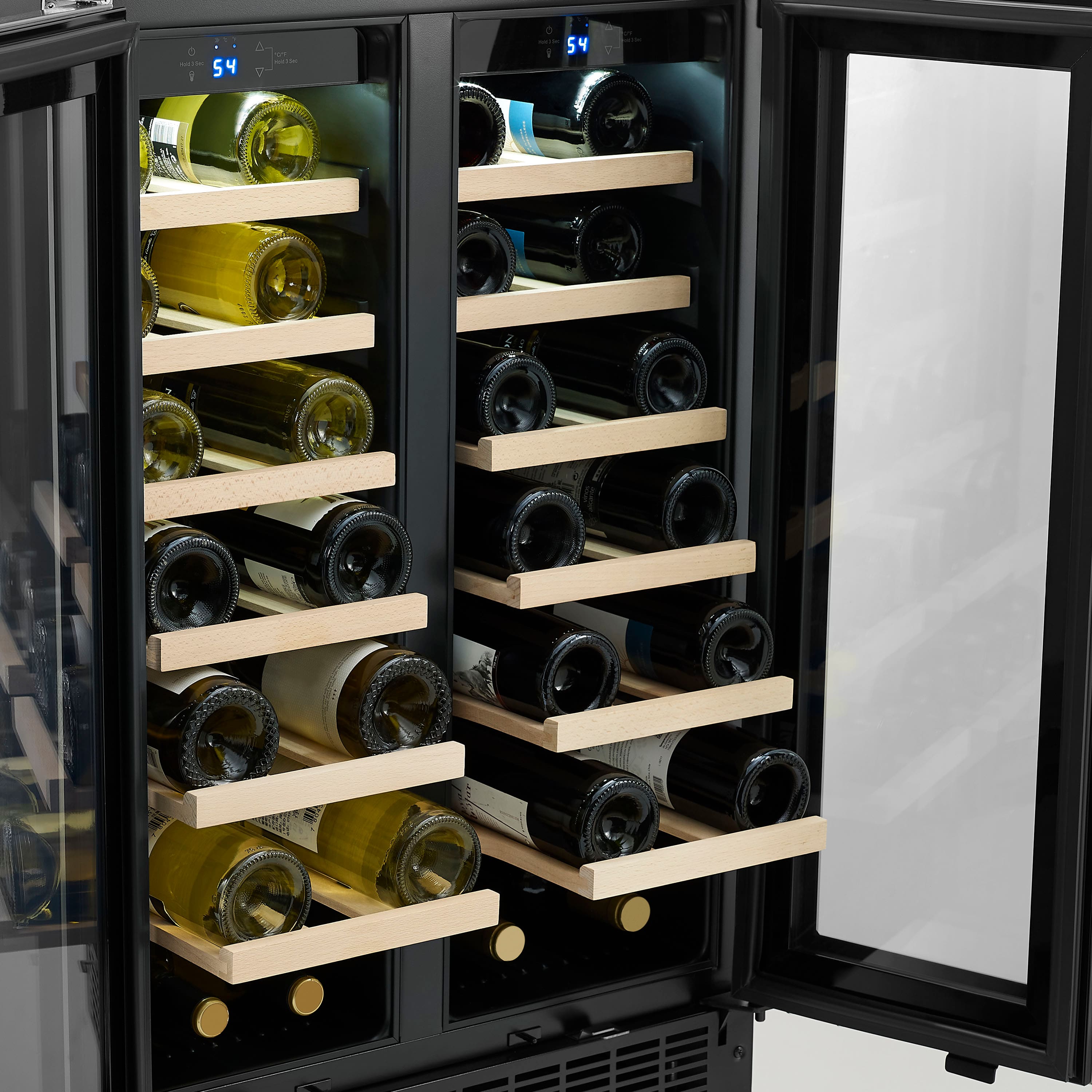 Alt View 16. Insignia™ - Dual Zone Wine and Beverage Cooler with Glass Doors - Stainless Steel.