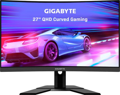 GIGABYTE - 27"" LED Curved QHD FreeSync Monitor with HDR HDMI, DisplayPort, USB - Black