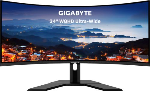 GIGABYTE - 34" LED UltraWide WQHD FreeSync Monitor with HDR (HDMI, DisplayPort) - Black