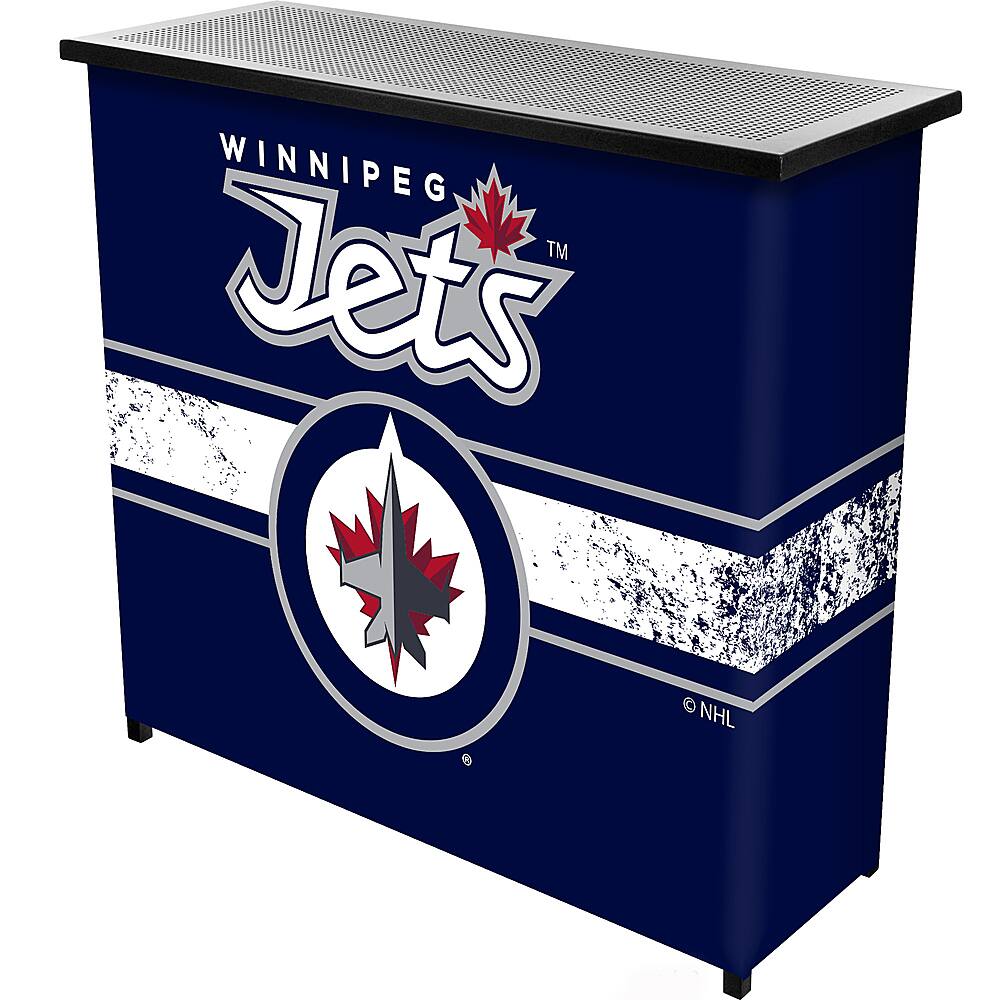 Winnipeg Jets NHL Portable Bar Indoor Outdoor, Pop-Up Drink Station Patio, Garage or Man Cave Accessories - Polar Night Blue, Silver, Red, White