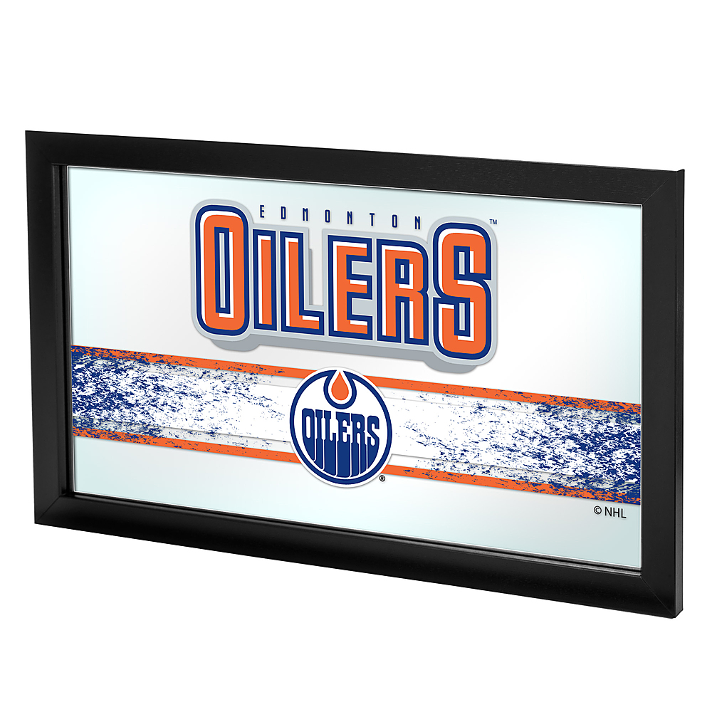 Edmonton Oilers NHL Framed Logo Mirror - Royal Blue, Orange, White