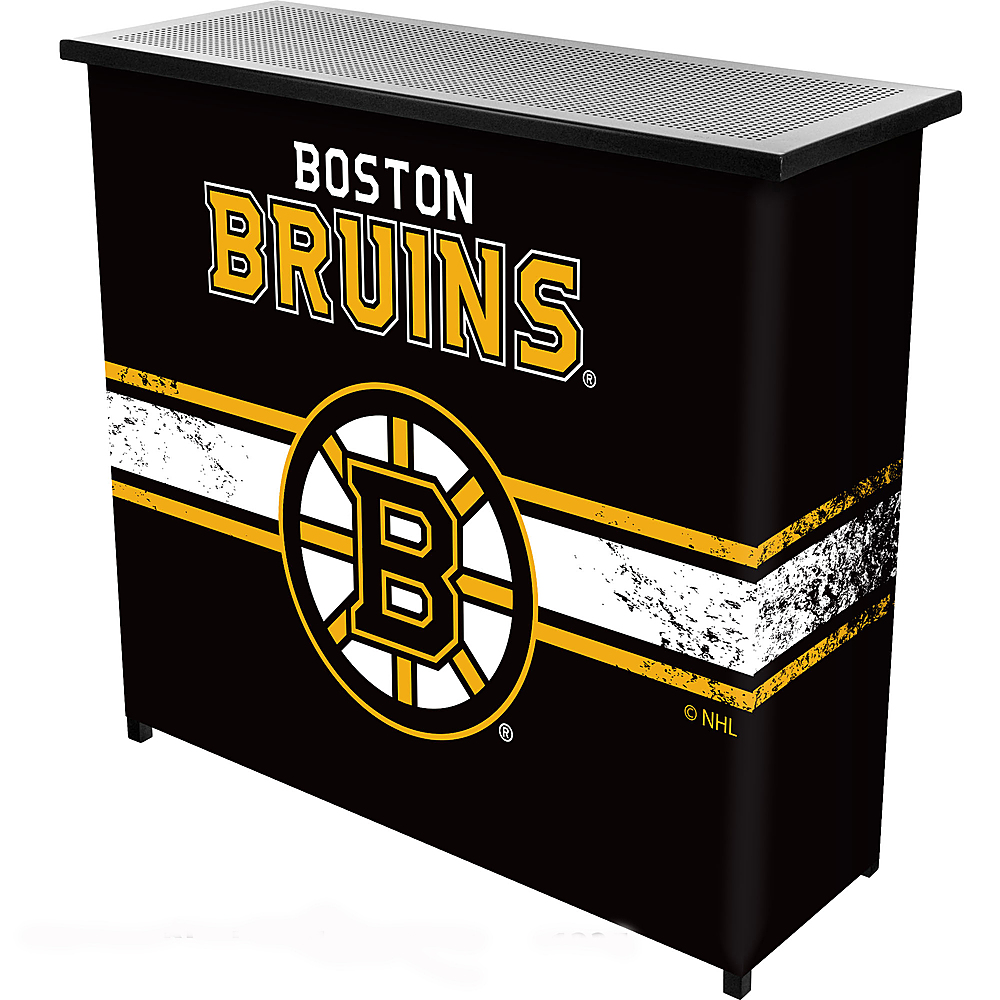 Boston Bruins NHL Portable Bar Indoor Outdoor, Pop-Up Drink Station Patio, Garage or Man Cave Accessories - Black, Gold, White