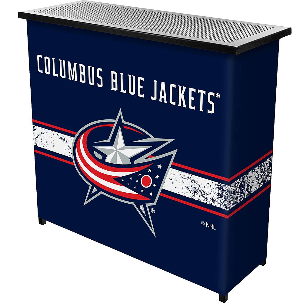 Columbus Blue Jackets NHL Portable Bar Indoor Outdoor, Pop-Up Drink Station Patio, Garage or Man Cave Accessories - Blue, Red, Silver