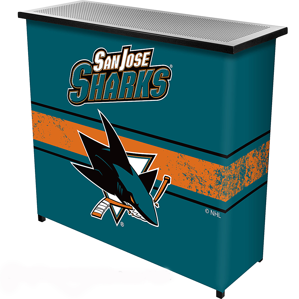 San Jose Sharks NHL Portable Bar Indoor Outdoor, Pop-Up Drink Station Patio, Garage or Man Cave Accessories - Teal, Black, Orange