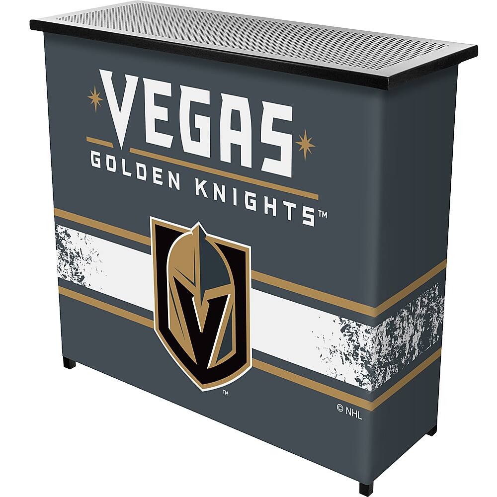 Vegas Golden Knights NHL Portable Bar Indoor Outdoor, Pop-Up Drink Station Patio, Garage or Man Cave Accessories - Steel Grey, Gold, Black