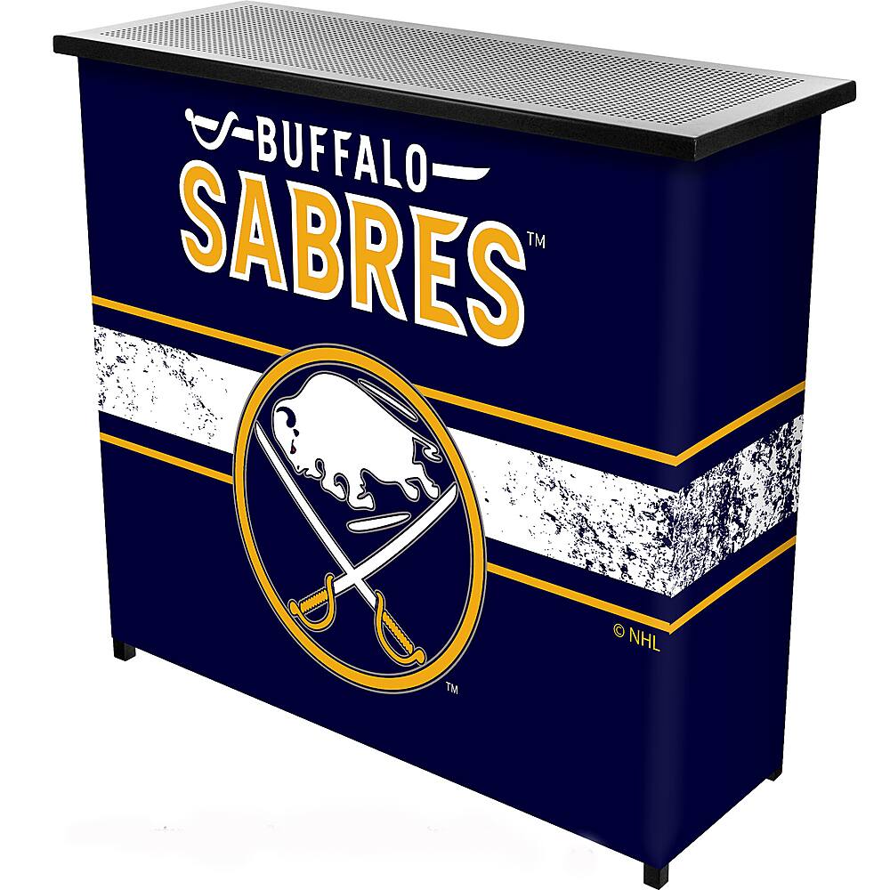 Buffalo Sabres NHL Portable Bar Indoor Outdoor, Pop-Up Drink Station Patio, Garage or Man Cave Accessories - Blue, Gold, White