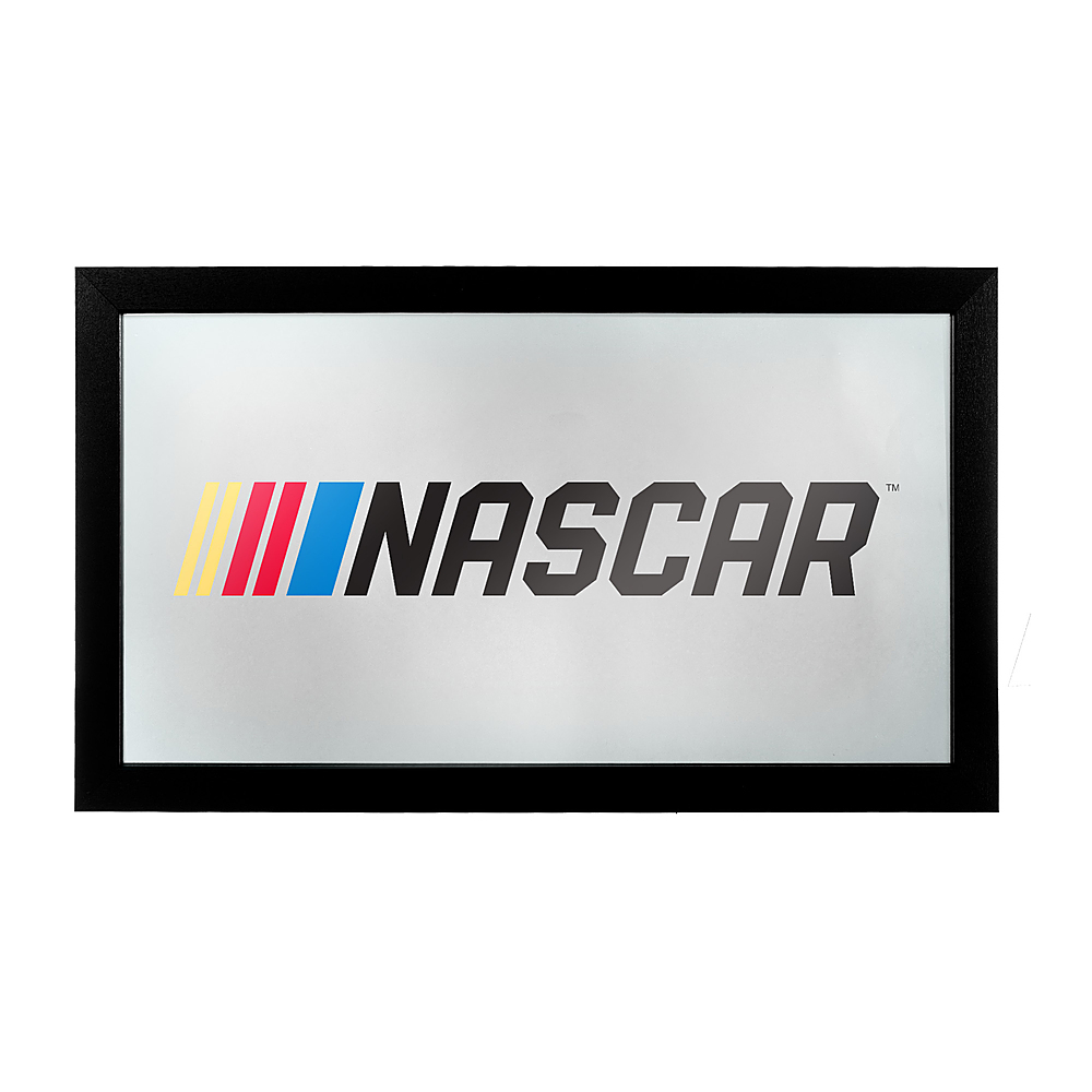 NASCAR Framed Bar Mirror - Black, White, Yellow, Red, Blue