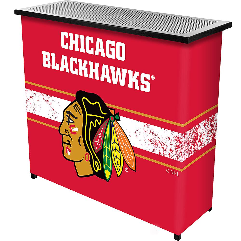 Chicago Blackhawks NHL Portable Bar Indoor Outdoor, Pop-Up Drink Station Patio, Garage or Man Cave Accessories - Red, Black, White