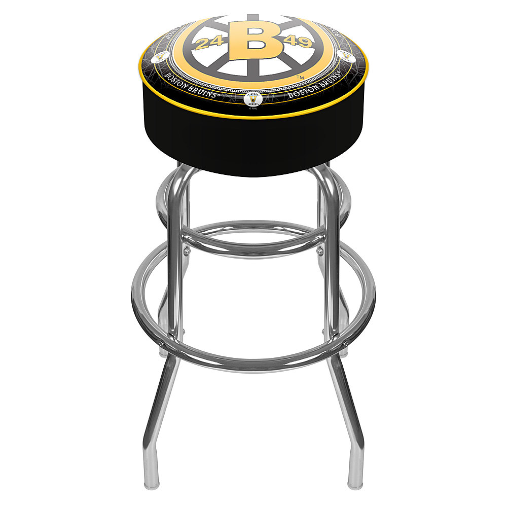 Boston Bruins NHL Throwback Padded Swivel Bar Stool - Black, Gold, White