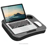 LapGear - Cup Holder Lap Desk for 14" Laptop - Gray Woodgrain - Front_Zoom
