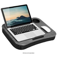 LapGear - Cup Holder Lap Desk for 15.6" Laptop - Gray Woodgrain - Front_Zoom
