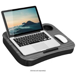 LapGear - Cup Holder Lap Desk for 14" Laptop - Gray Woodgrain - Front_Zoom