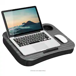 LapGear - Cup Holder Lap Desk for 14" Laptop - Gray Woodgrain