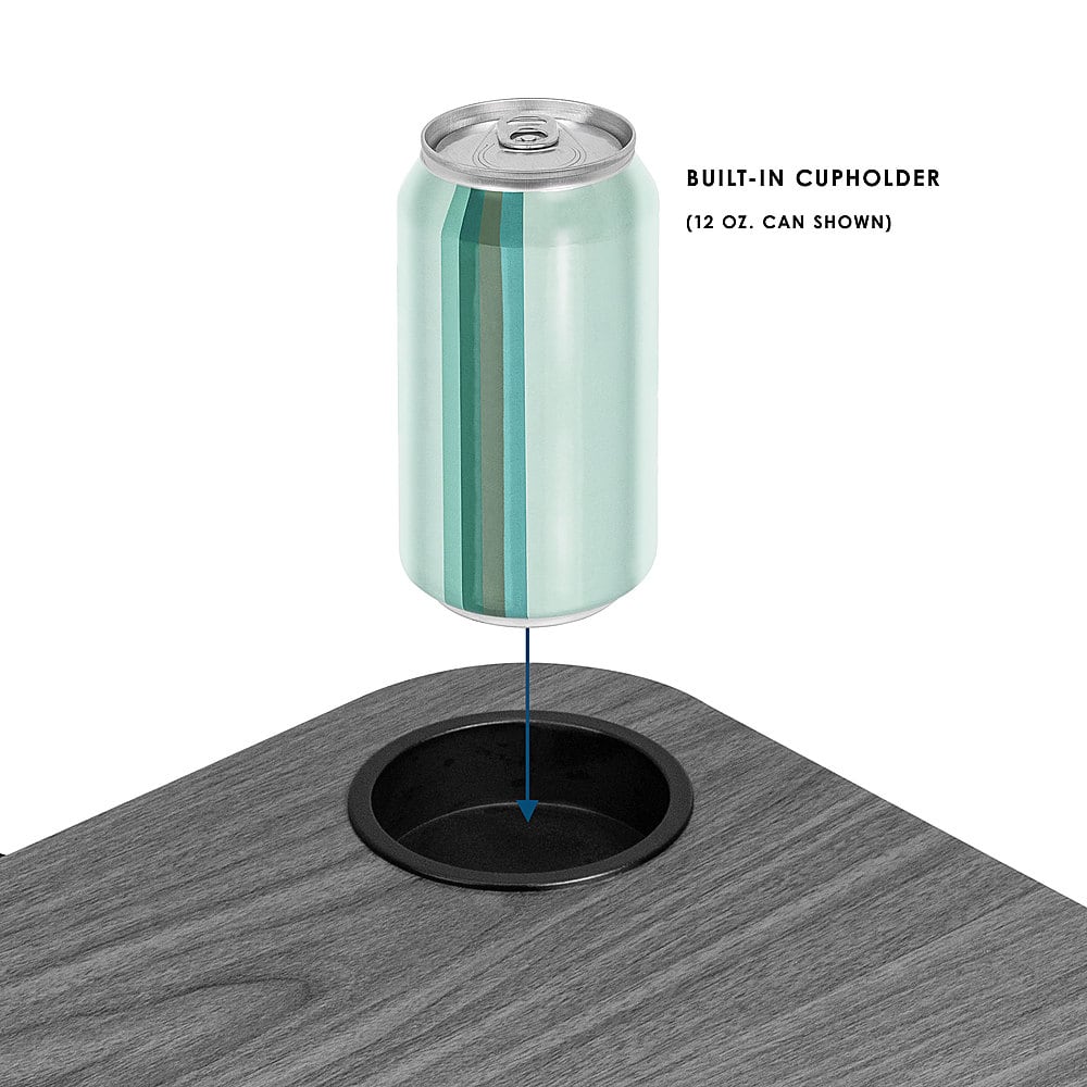 Alt View 12. LapGear - Cup Holder Lap Desk for 14" Laptop - Gray Woodgrain.