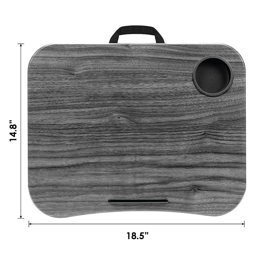 Alt View 13. LapGear - Cup Holder Lap Desk for 14" Laptop - Gray Woodgrain.