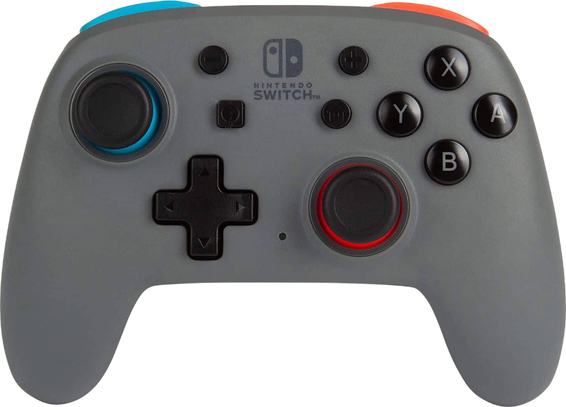 Front. PowerA - Nano Enhanced Wireless Controller for Nintendo Switch - Nano Grey-Neon.