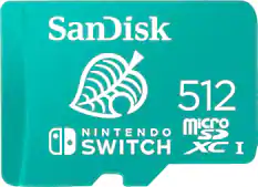 Front. SanDisk - 512GB microSDXC UHS-I Memory Card for Nintendo Switch - Green.