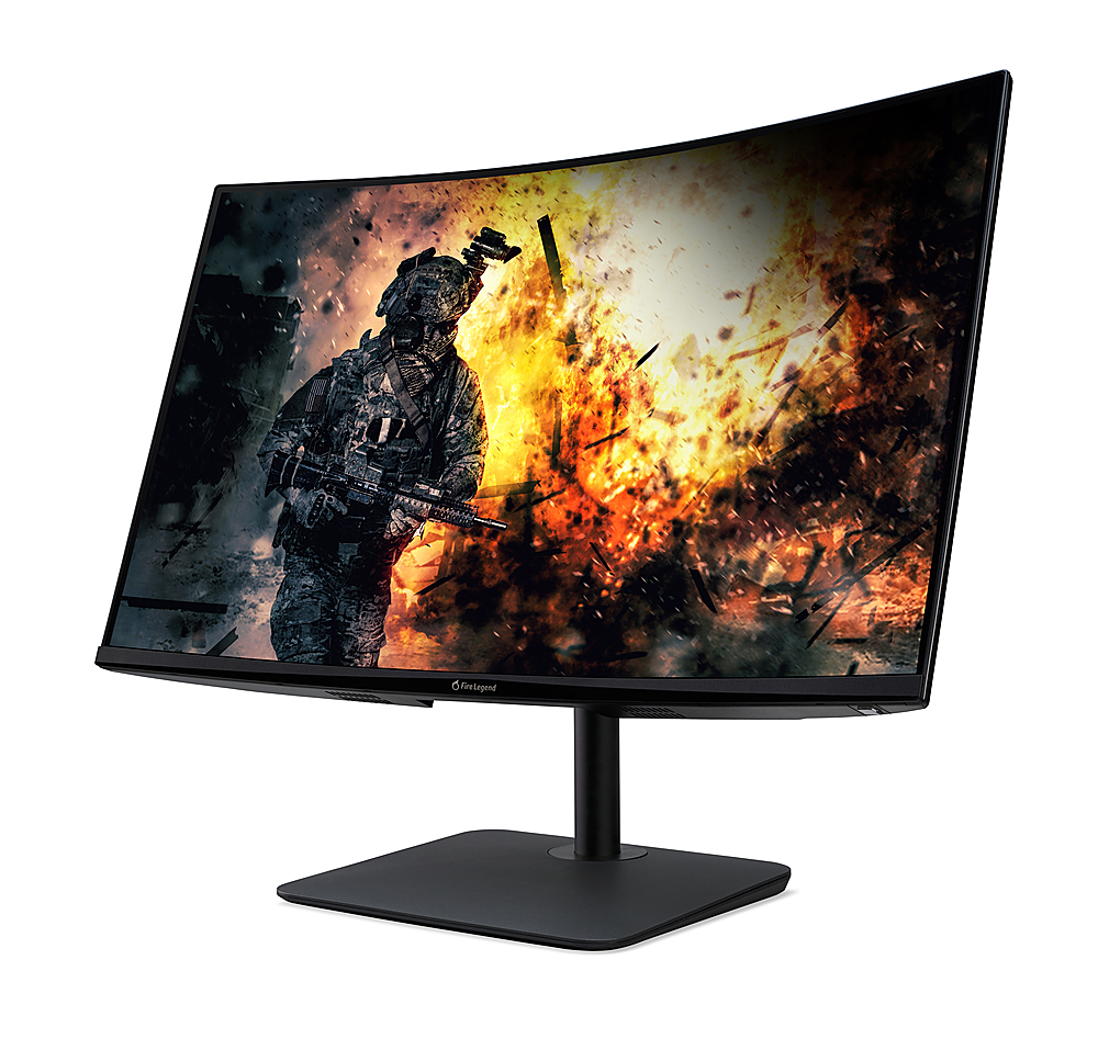 Angle View: AOPEN 32HC5QR Zbmiiphx 31.5-inch 1500R Curved Full HD (1920 x 1080) 240Hz Monitor (Display Port & 2 x HDMI 1.4 Ports) - Black