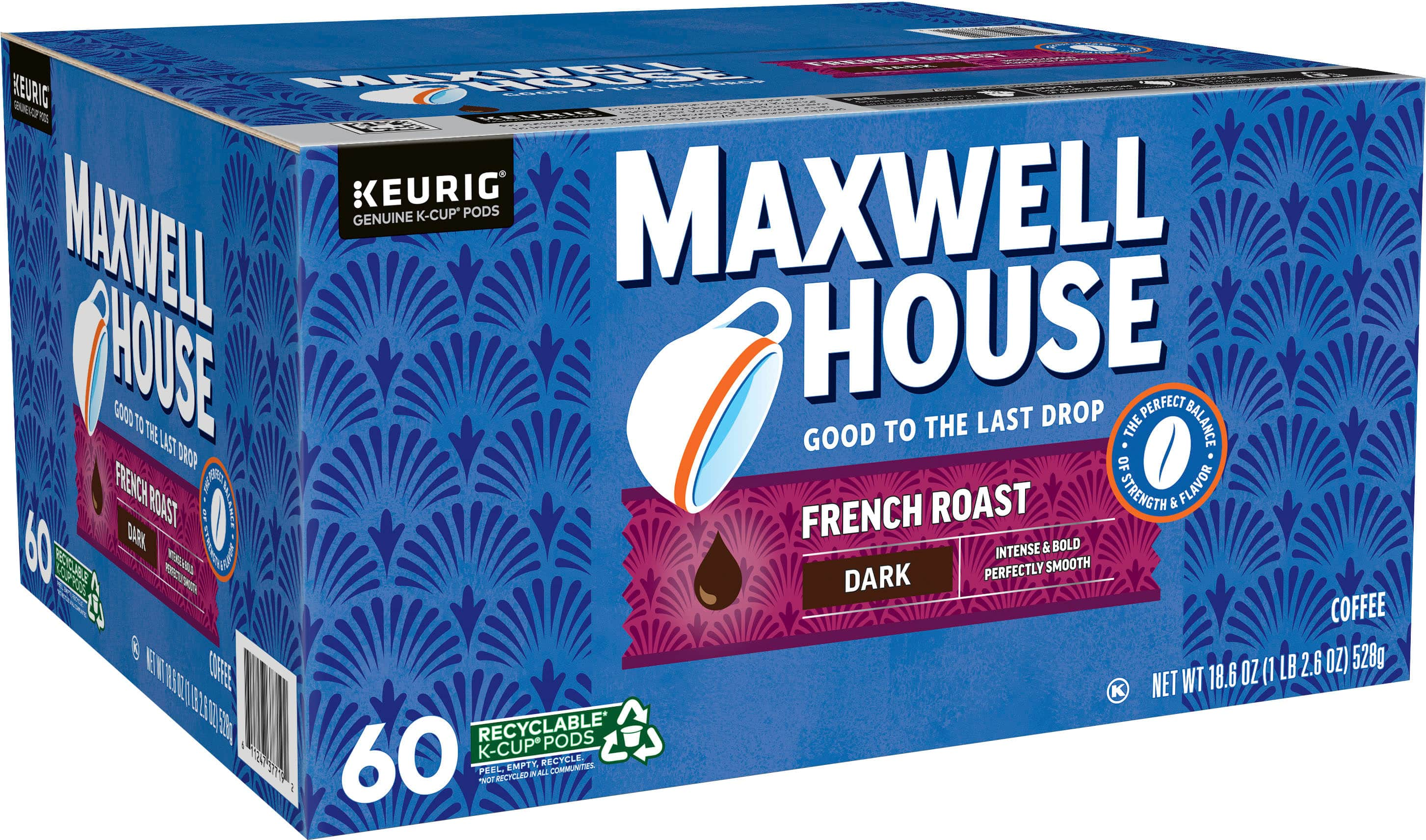 Left View: Maxwell House - French Roast K-Cup Pods (60-Pack)