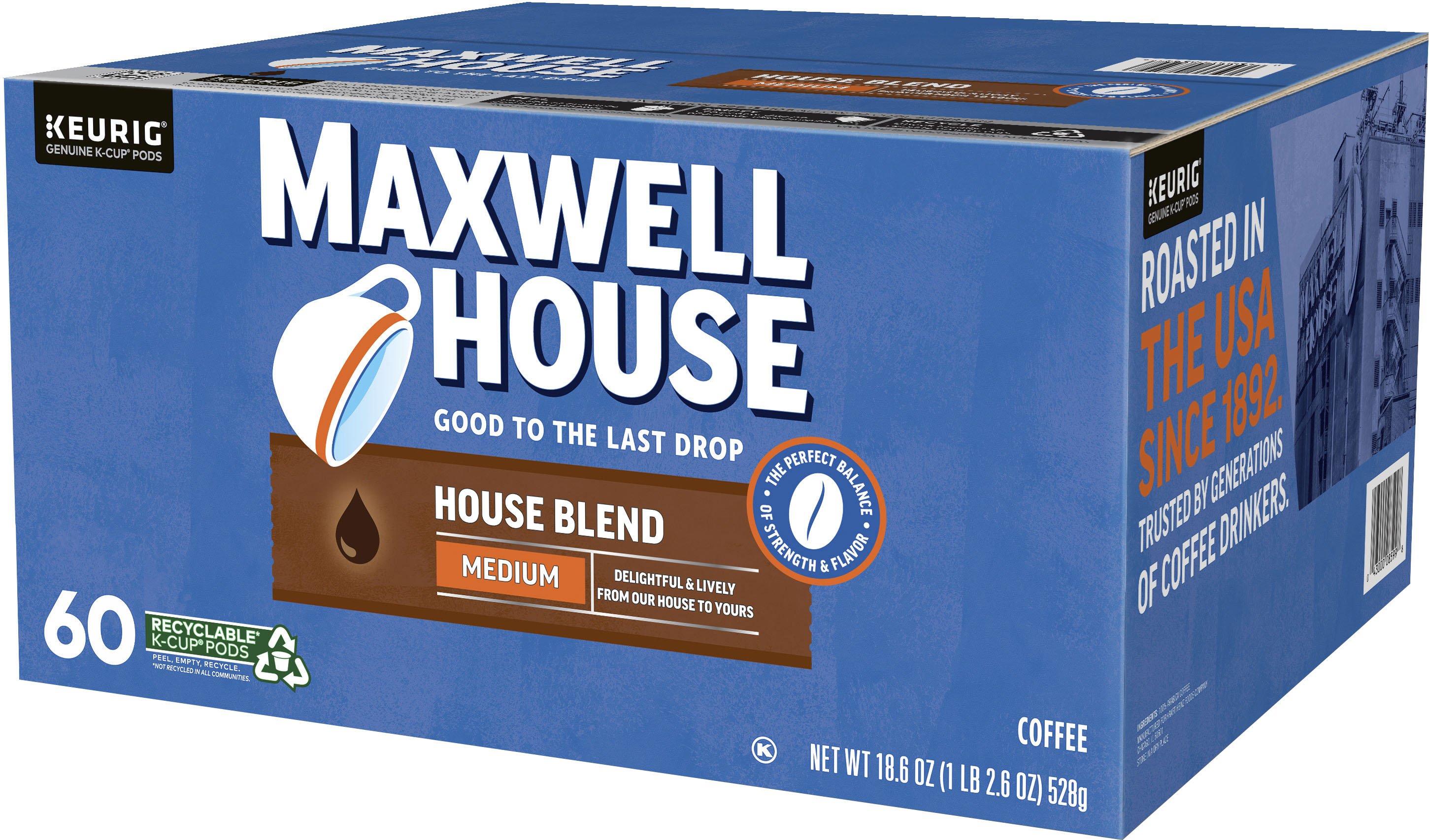 Angle View: Maxwell House - House Blend Keurig Single Serve K-Cup Pods (60-Pack)