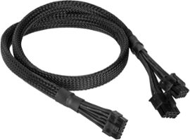 CORSAIR - 12-Pin GPU Power Cable, Sleeved - Black - Front_Zoom
